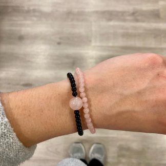 Pulseras Obsidiana y Cuarzo Rosa