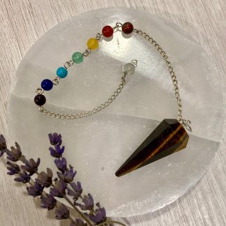 Péndulo de Ojo de Tigre con 7 Chakras