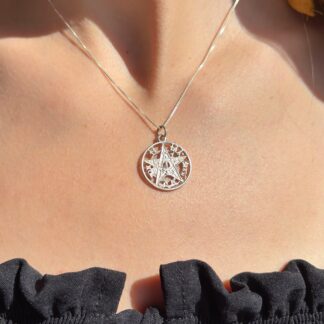 Colgante Tetragramatón plata - mediano