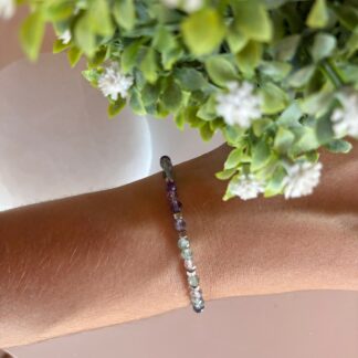 Pulsera Facetada Fluorita y Acero