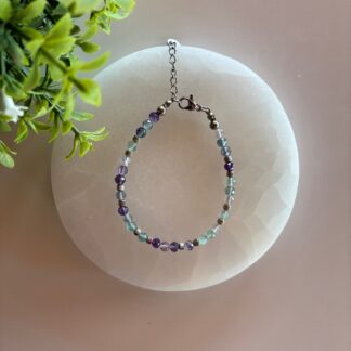 Pulsera Facetada Fluorita y Acero
