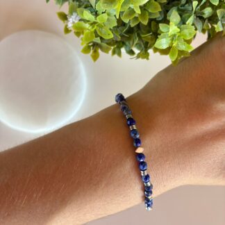 Pulsera Facetada Lapislázuli y Acero