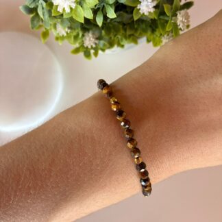 Pulsera Facetada Ojo de Tigre y Acero