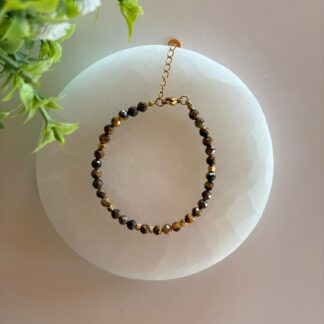 Pulsera Facetada Ojo de Tigre y Acero