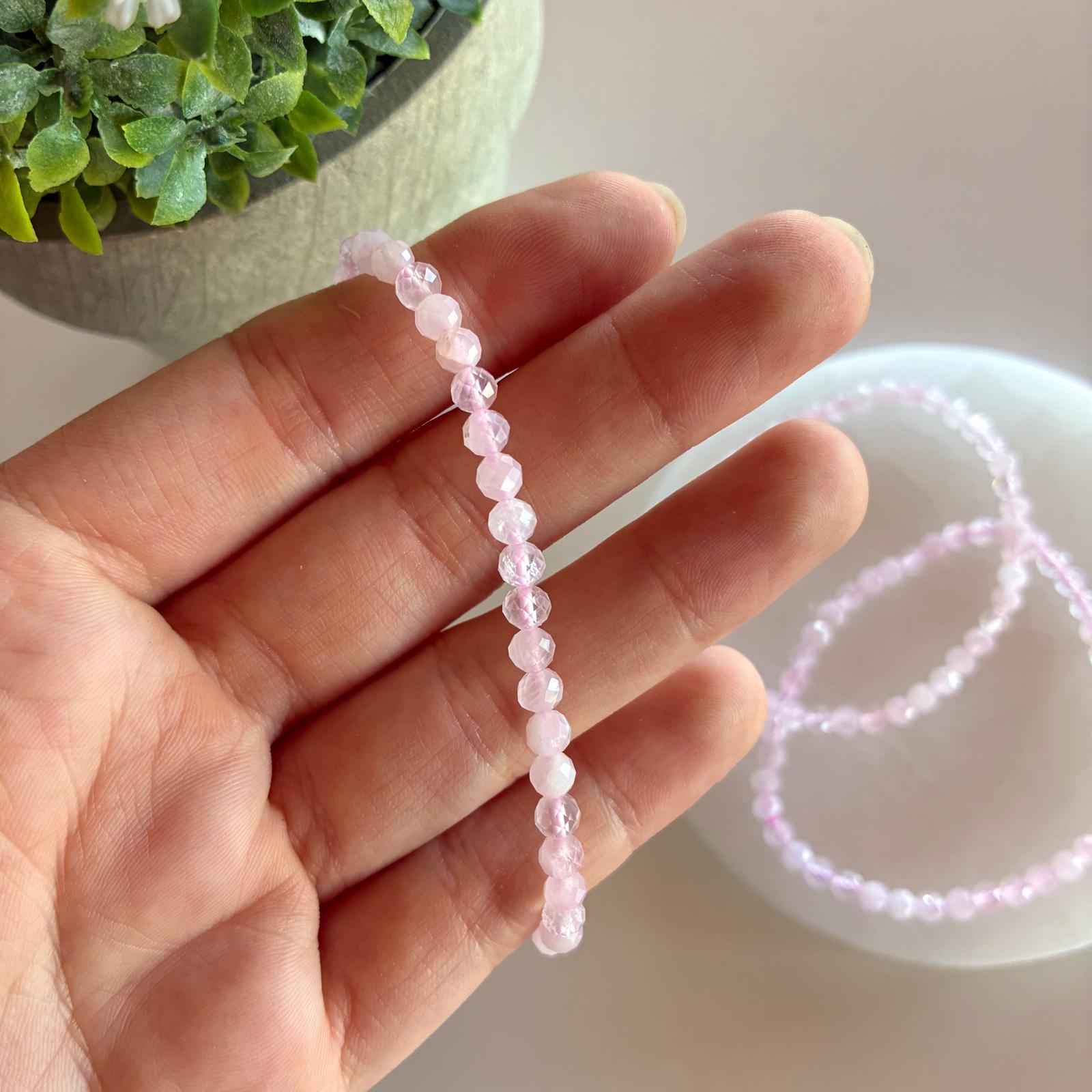 Pulsera Cuarzo Rosa Facetada - Imagen 4