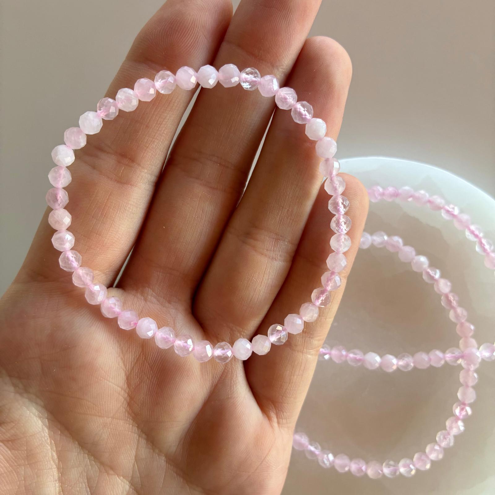 Pulsera Cuarzo Rosa Facetada - Imagen 2