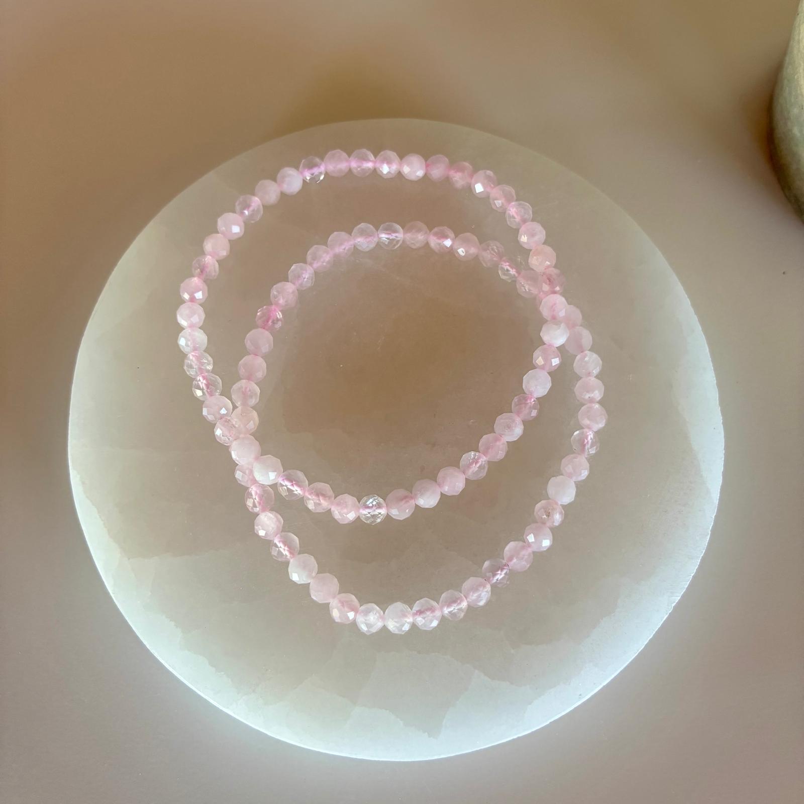 Pulsera Cuarzo Rosa Facetada - Imagen 3
