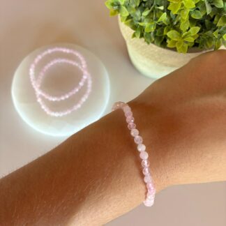 Pulsera Cuarzo Rosa Facetada