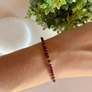 Pulsera Facetada Granate y Acero