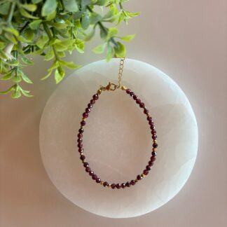 Pulsera Facetada Granate y Acero