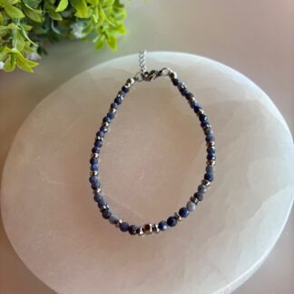 Pulsera Facetada Zafiro y Acero