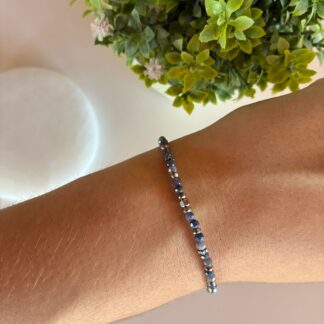 Pulsera Facetada Zafiro y Acero