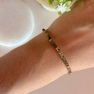 Pulsera Facetada Turmalina Verde y Acero
