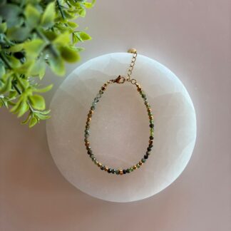 Pulsera Facetada Turmalina Verde y Acero